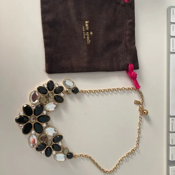 Kate Spade Elegant Black and Gold Floral Necklace - Picture 2 of 4